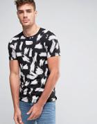 Jack & Jones All Over Logo Print T-shirt - Black