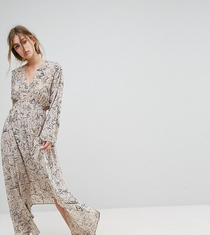 Lily And Lionel Exclusive Plunge Front Maxi Dress - Gray