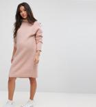 Asos Maternity Knitted Sweater Dress In Texture Stitch - Pink