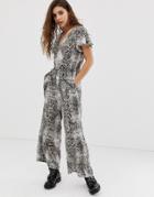 Religion V Neck Jumpsuit In Snake-multi