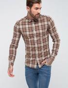 Asos Skinny Check Shirt - Brown