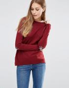 Asos Sweater With Holidays Snowflake Elbow Patch - Red