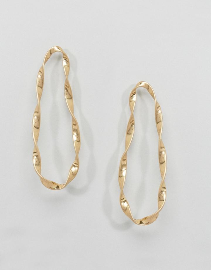 Designb London Twist Oval Hoop Earrings - Gold