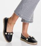 Asos Design Wide Fit Jenna Pearl Espadrilles In Black