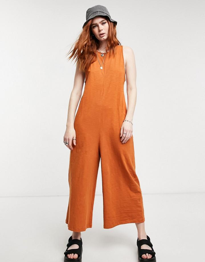 Asos Design Minimal Sleeveless Jumpsuit In Rust-red