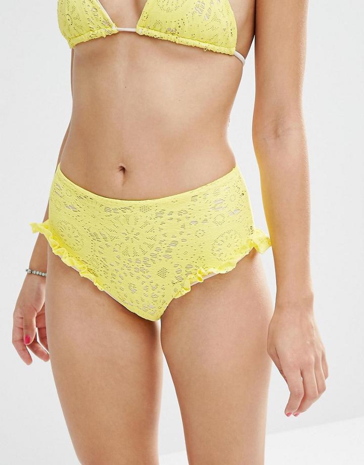 Lolli Sunshine High Waisted Bikini Bottoms - Yellow
