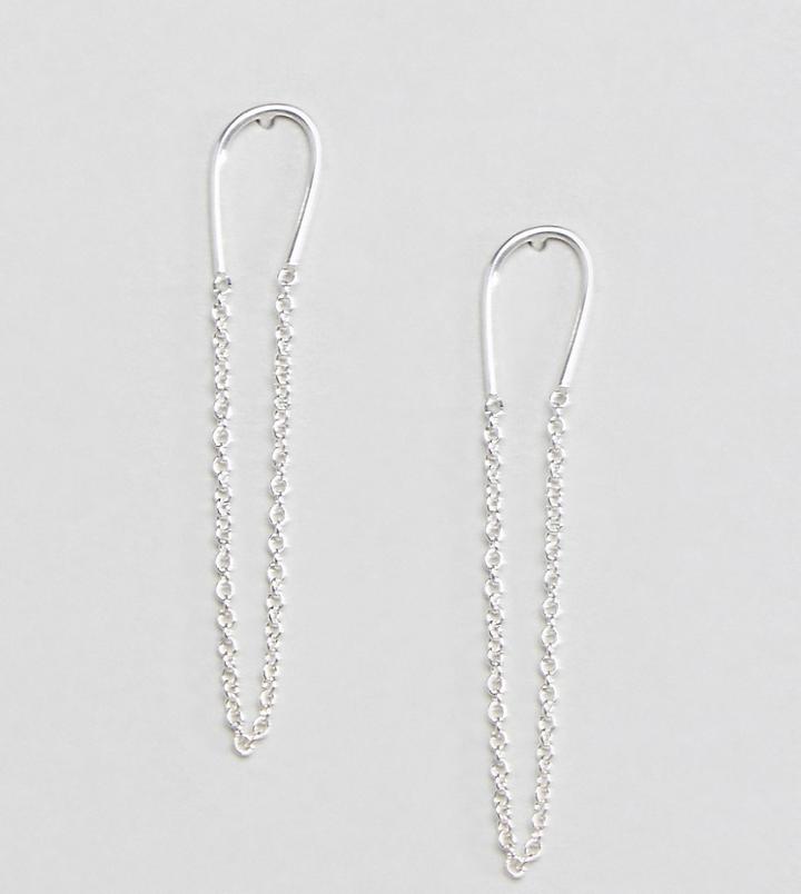 Asos Design Sterling Silver Chain Drop Earrings - Silver