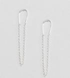 Asos Design Sterling Silver Chain Drop Earrings - Silver