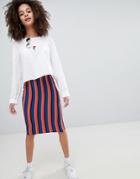 Bershka Bright Striped Midi Skirt In Multi - Multi