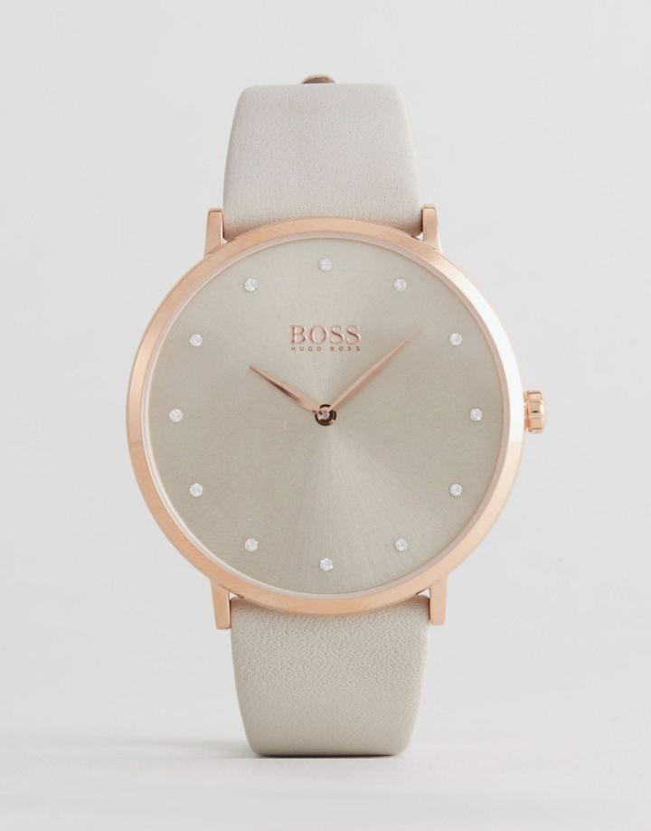 Boss By Hugo Boss 1502412 Jillian Leather Watch In Gray - Gray