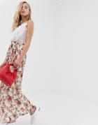 Vila Floral Pleated Maxi Skirt - Multi
