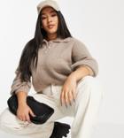 Vero Moda Curve Collared Sweater With Volume Sleeve In Stone-neutral