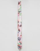 Asos Wedding Slim Tie In Floral Print - Pink