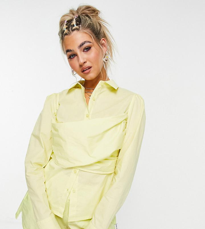 Collusion Shirt With Wrapped Bra Detail In Yellow