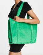 Monki Terrycloth Tote Bag In Bright Green