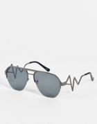 Jeepers Peepers Frame Detail Sunglasses With Black Lens-silver