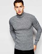 Asos Roll Neck Ribbed Sweater - Black Andwhitetwist