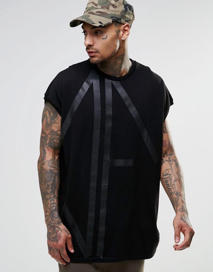 Dark Future Oversized T-shirt With Black Oversized Df With Heavy Wash - Black