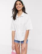 Daisy Street Shirt With Waist Tie In Cotton-white