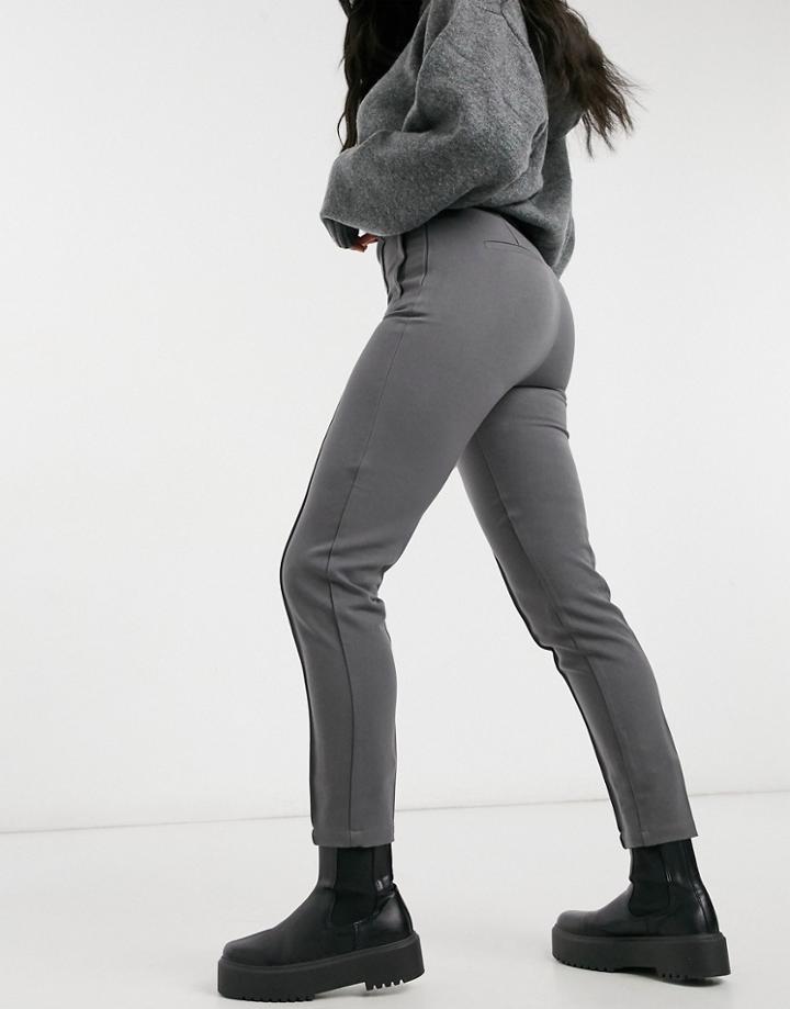 Vero Moda Skinny Pants With Seam Detail In Dark Gray-grey