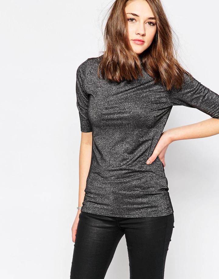 Brave Soul Glitzy High Neck Top