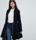 Asos Design Tall Swing Coat With Zip Front-black