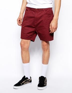 Afends Chino Shorts With Drop Crotch - Red