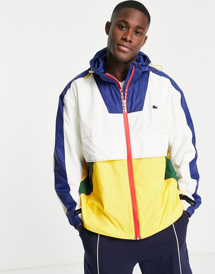Lacoste Live Jacket In Cream & Navy
