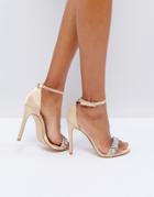 New Look Embellished Barely There Heeled Sandal - Gold