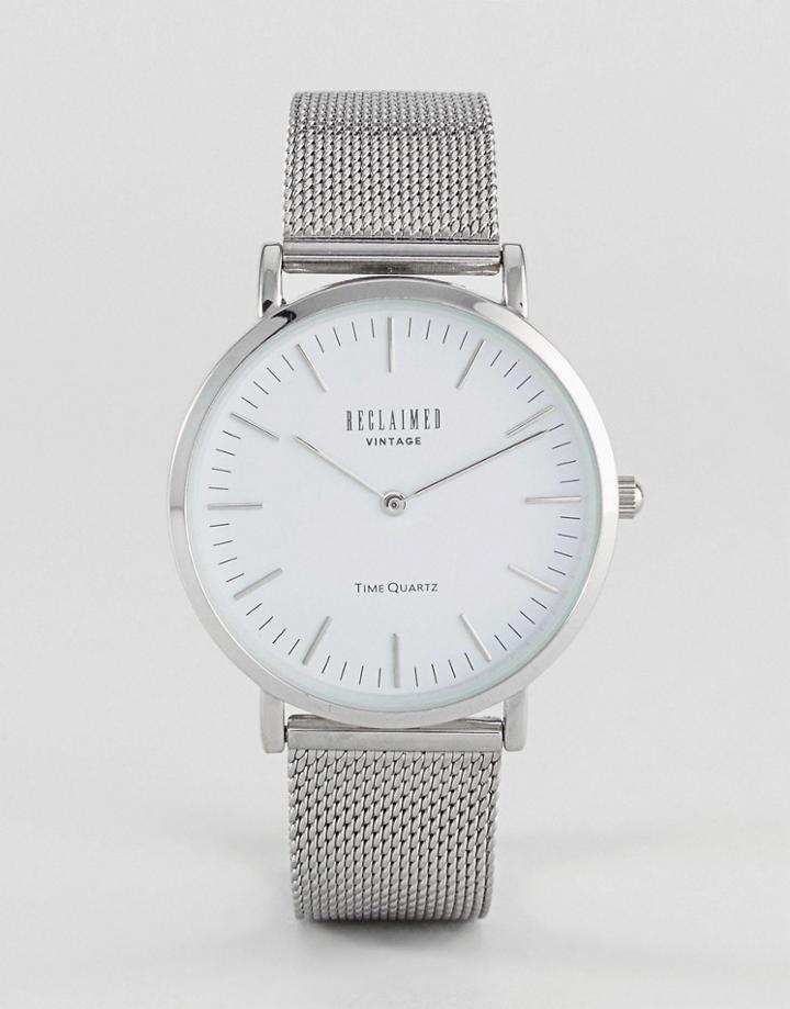 Reclaimed Vintage Inspired Mesh Watch In Silver 36mm Exclusive To Asos - Silver