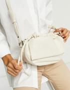 Claudia Canova Ruched Half Moon Crossbody Bag In Off-white