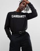 Carhartt Wip Long Sleeve College T-shirt In Black - Black