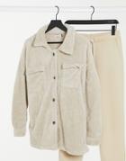 Street Collective Fleece Shacket In Sand-neutral
