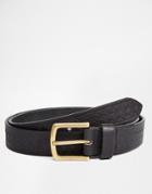 Asos Leather Belt In Black With Vintage Style Emboss - Black