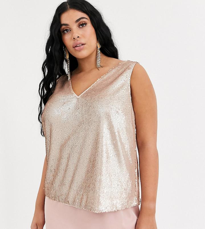 Asos Design Curve V Neck Sequin Cami