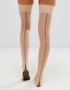 Jonathan Aston Backseam And Heel Hold Ups In Natural - Beige
