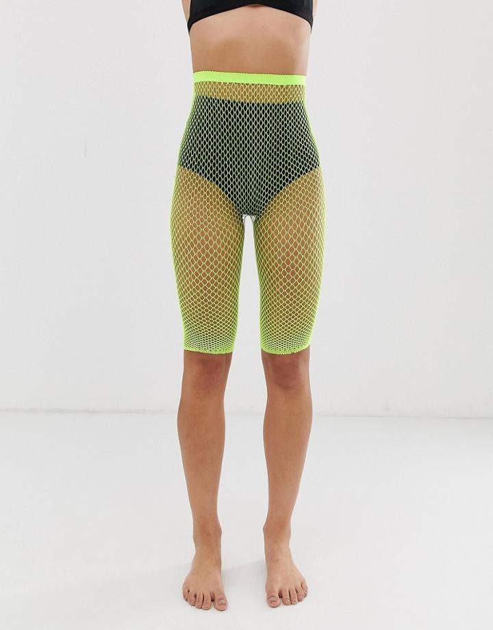 Gipsy Fishnet Shorts In Neon Green - Green