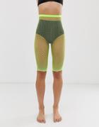 Gipsy Fishnet Shorts In Neon Green - Green