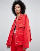 Bershka Denim Jacket With Ring Detail And Distressing - Blue