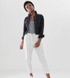 Asos Design Petite Striped Linen Slim Cigarette Pants - Multi