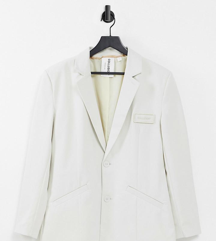 Collusion Unisex Oversized Blazer In Off White