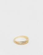 Asos Design Ring With Leaf Detail In Gold