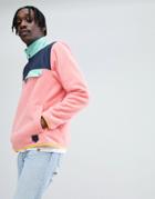 Herschel Supply Co Overhead Fleece Sweat Contrast Collar In Pink - Pink