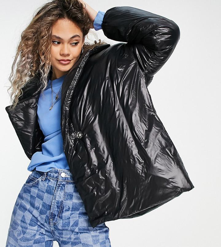 Collusion Polyester Wadded Blazer In Black