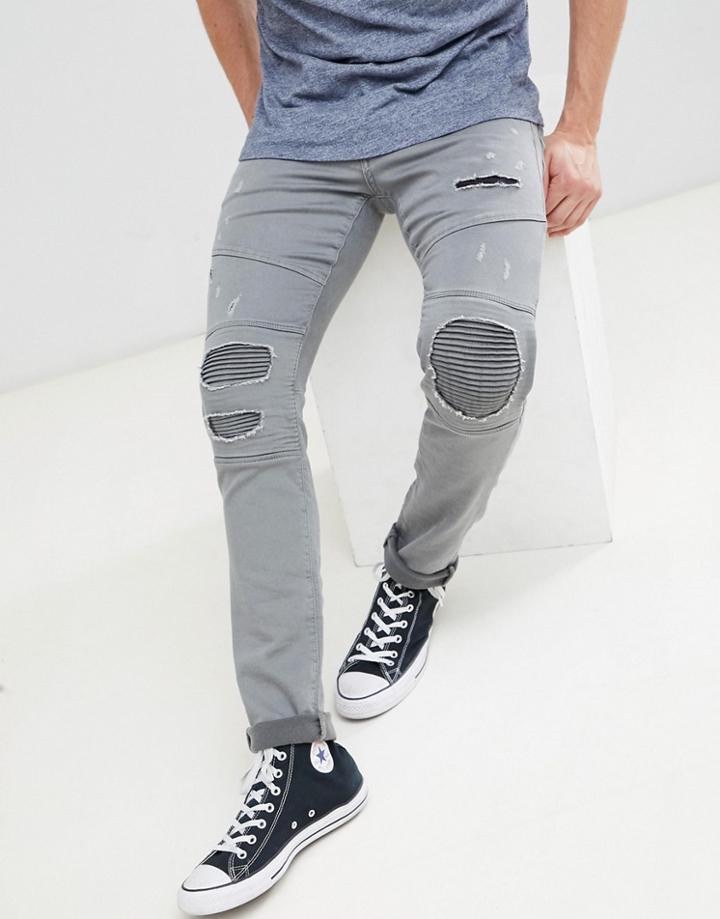 Jack And Jones Biker Jeans - Gray