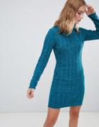 Brave Soul Perrie Roll Neck Sweater Dress-green