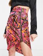 Vesper Midi Skirt With Zip Front In Multi Snake