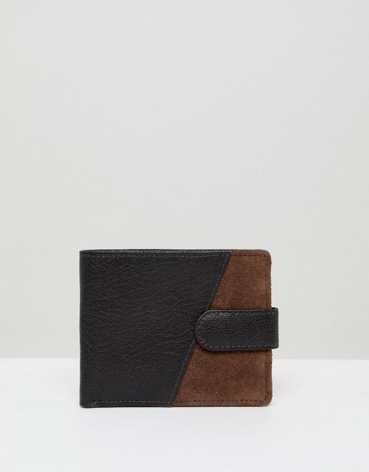 New Look Leather Wallet In Two Tone Brown - Brown