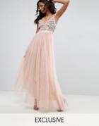 Needle & Thread Whisper Embroidered Tulle Maxi Dress - Pink