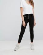 Bershka Zip Detail Biker Jean - Black